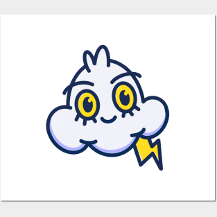 Happy Cute Cloud with mini thunder Posters and Art